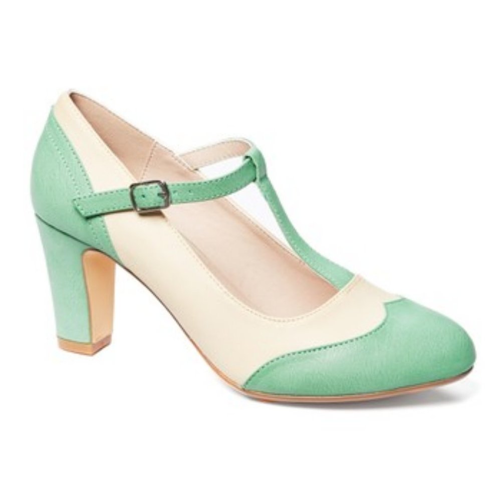 🌟 Dolce Nome || 2.75" Mint & Bone Lucille T-Strap Pump